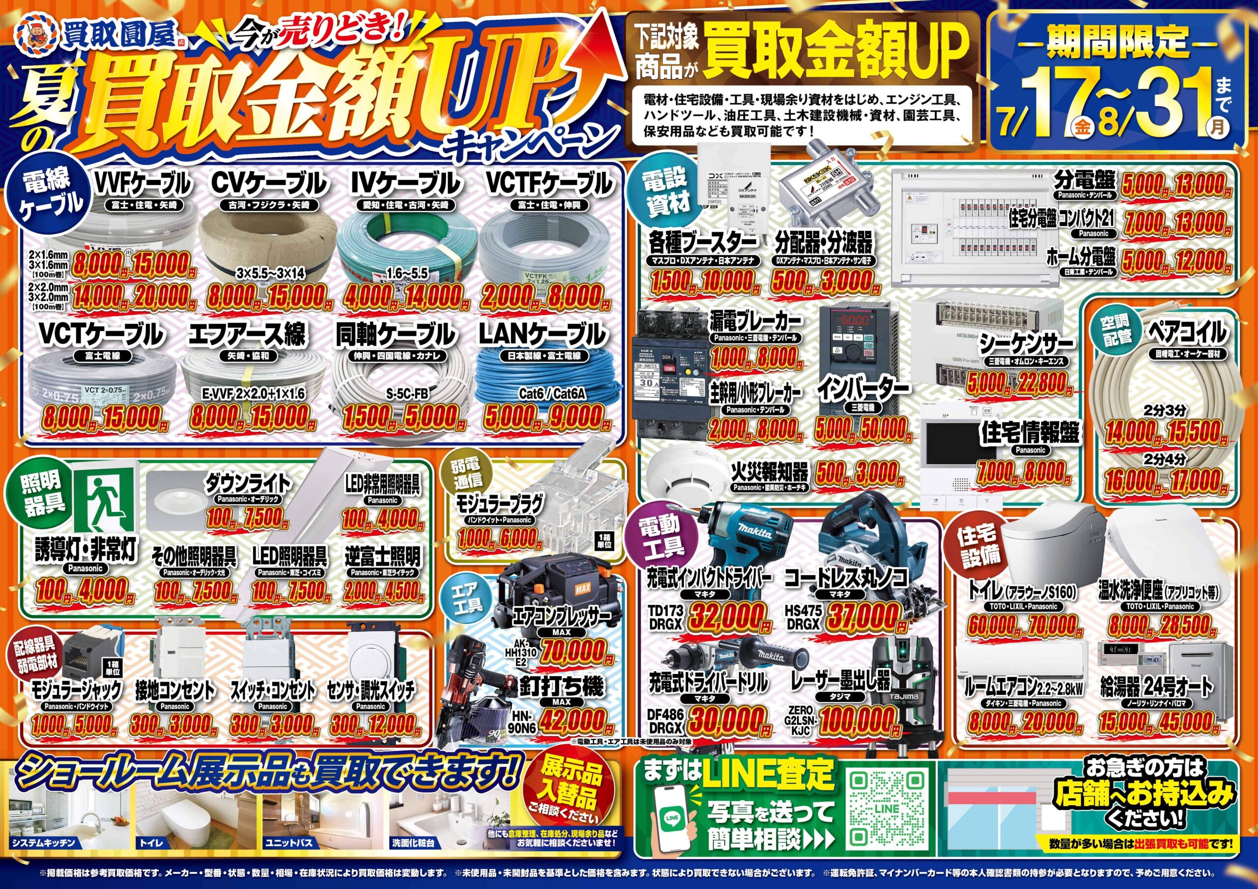 夏の買取イベント 買取金額UPキャンペーンの詳細